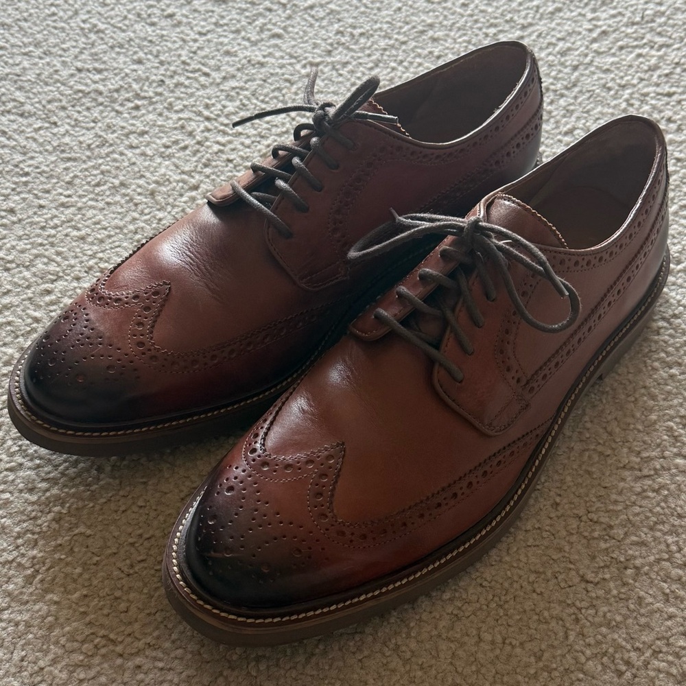 Cole Haan Men's Tan Wingtip Leather Oxfords Size 12